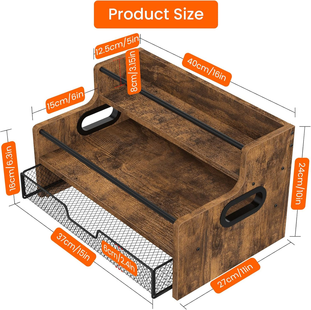 Homode Coffee Syrup Organizer Rack, 3-Tier 8 Bottles Syrup Stand