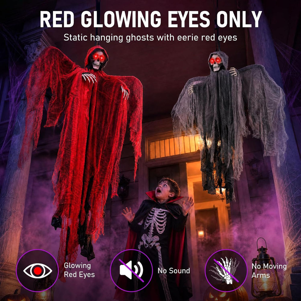 71" Halloween Hanging Skeleton Ghosts with Moving Grabbing Arm, Scary So...