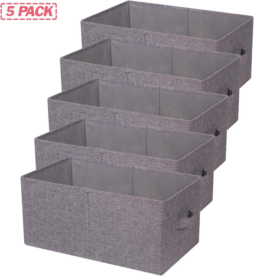 TENABORT Set of 5 Closet Organizer Bins with Handle, Fabric Foldable Storage ...