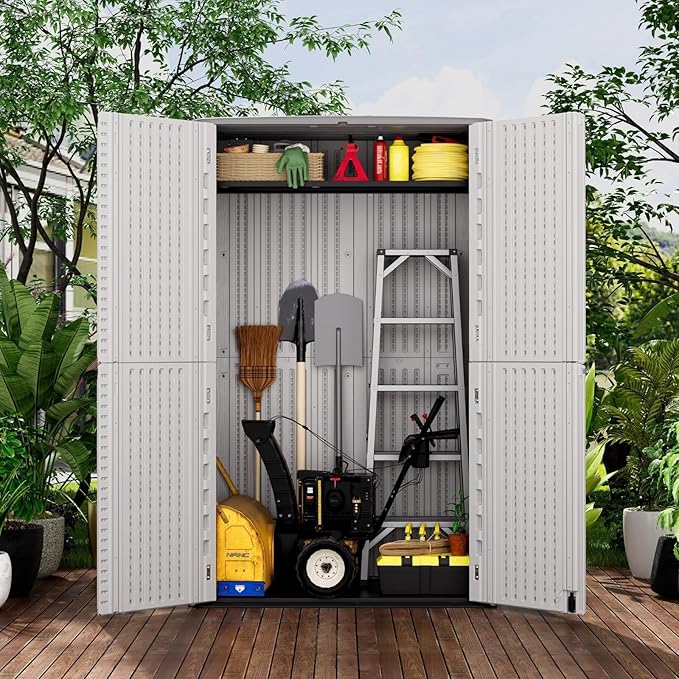 ZZM Large 67 Cu.ft Waterproof Storage Shed, Outdoor Storage Cabinet，Durable