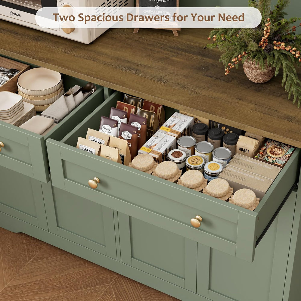 HOSTACK 75"H Kitchen Pantry Storage Cabinet, Kitchen Hutch Cabinet, Green