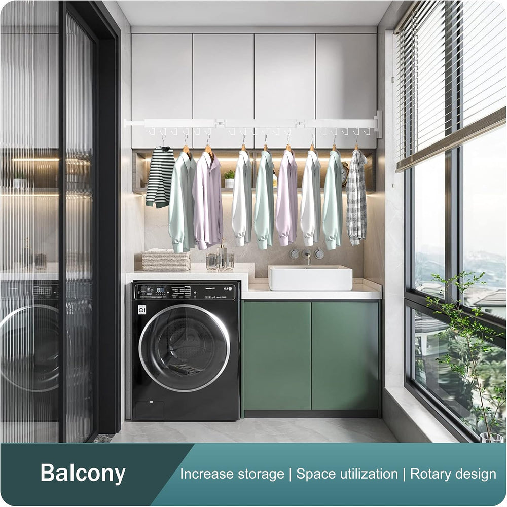 Wall Mounted Drying Rack, Foldable Clothes Drying Rack for Laundry Room
