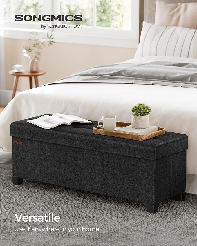 SONGMICS Storage Ottoman Bench, Foldable Foot Rest