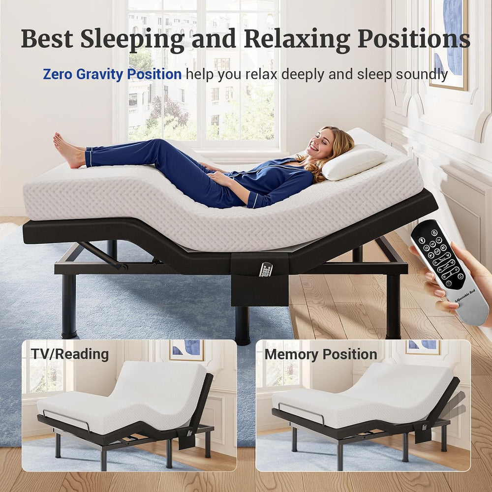 Tami Tami T600 Adjustable Bed Frame Queen Size with Remote & Massage - El...