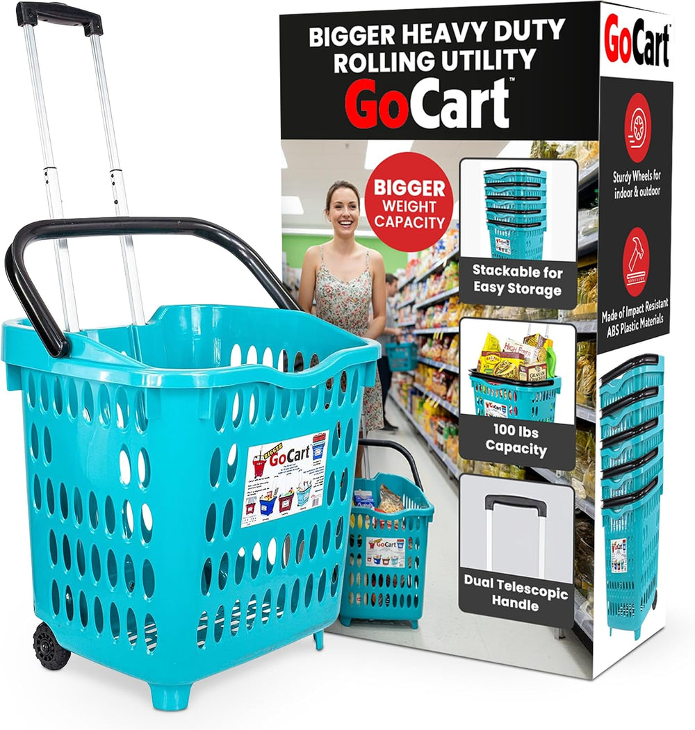 dbest products Bigger GoCart Grocery Cart Rolling Shopping Laundry Basket on ...