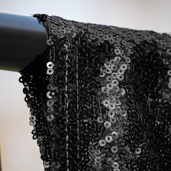 JYFLZQ Black Sequin Backdrop Curtains 10ft x 10ft 1 Panel Halloween Backdrop ...