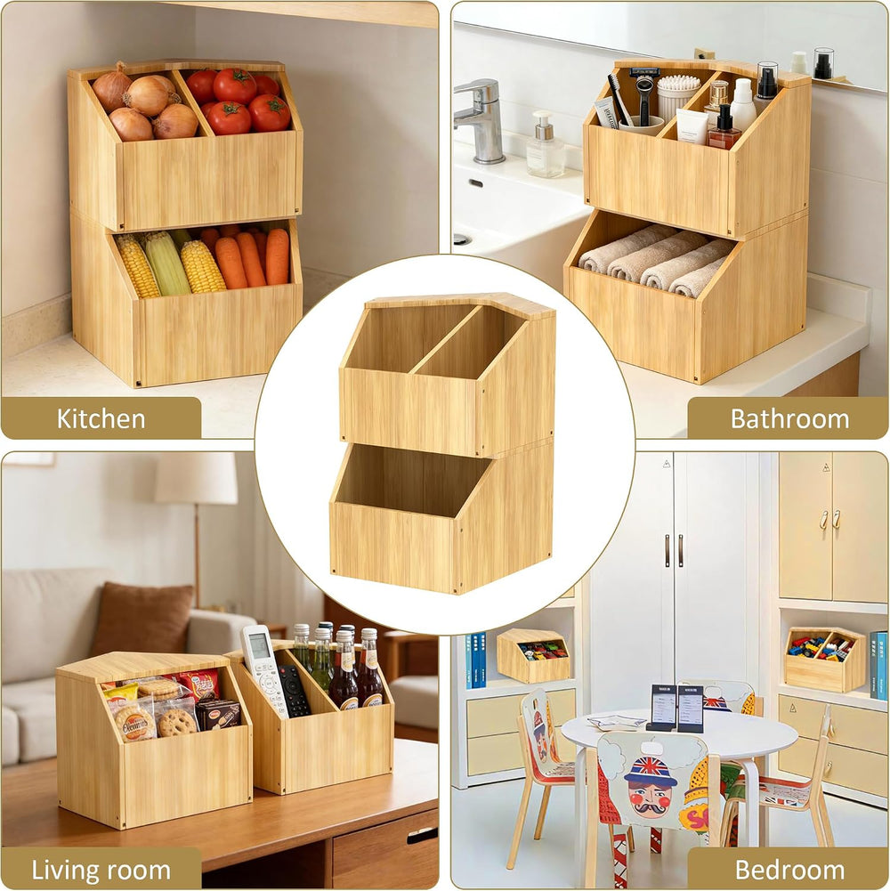 Jolitac Bamboo Pantry Storage Bins - Potato & Onion Storage Bin for Kitch...