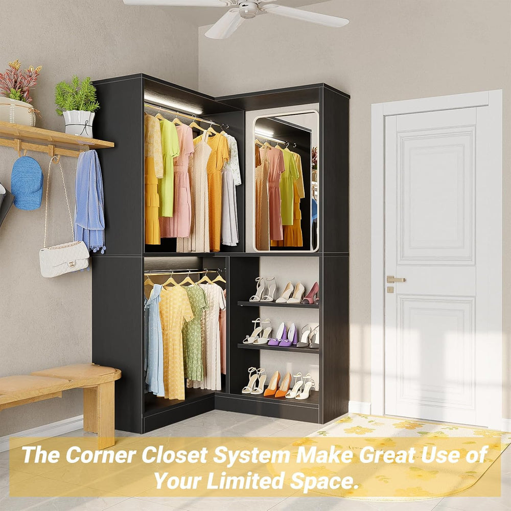 Unikito 36" Corner Closet System with Shelves, L Shaped Closet Organizer