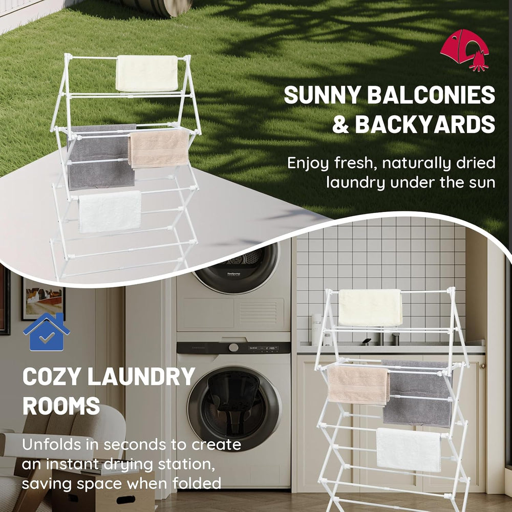 ZOES HOMEWARE 4 Tier Clothes Drying Rack Foldable | Foldable Clothing Drying ...