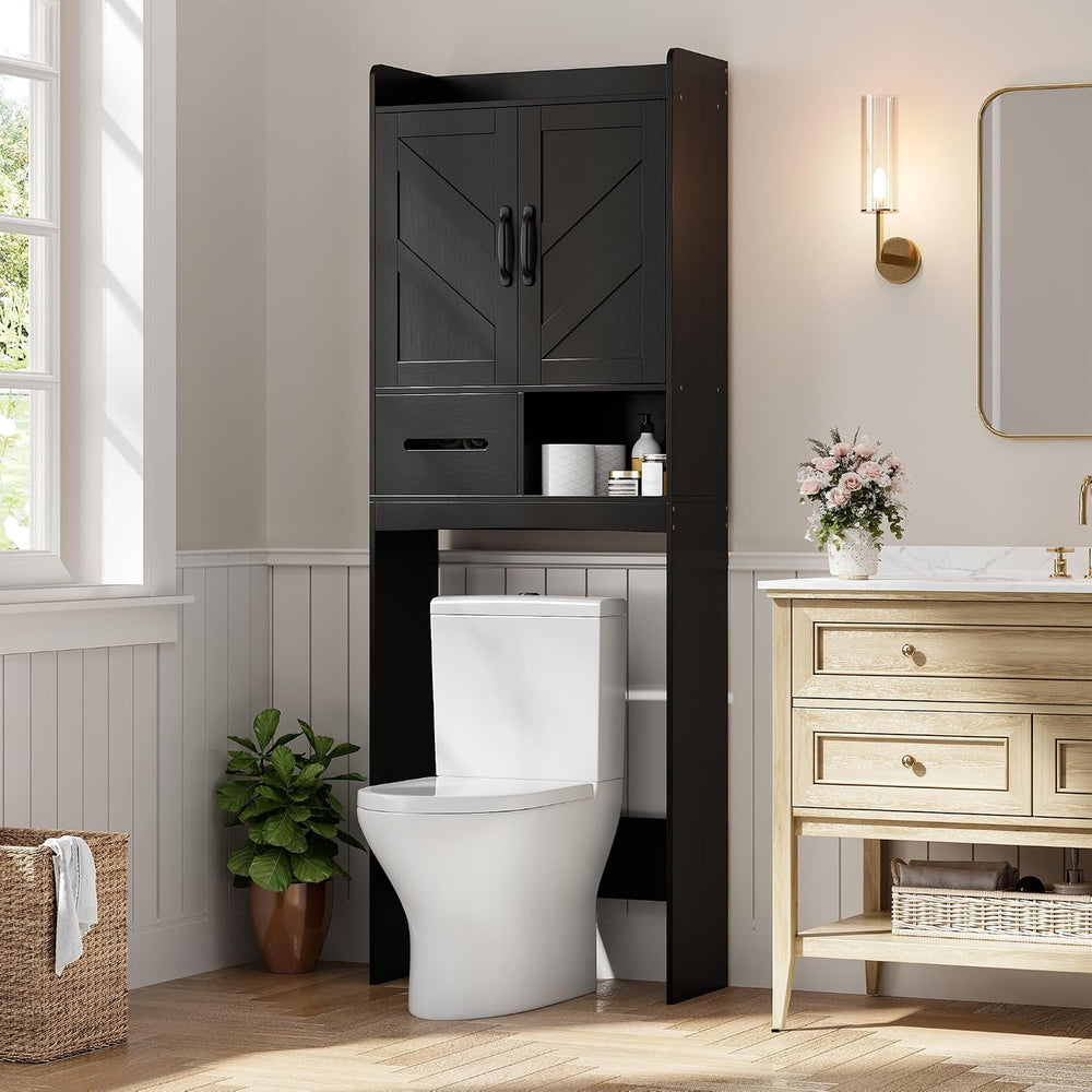 Garvee Over the Toilet Storage Cabinet with Adjustable Shelf, Black