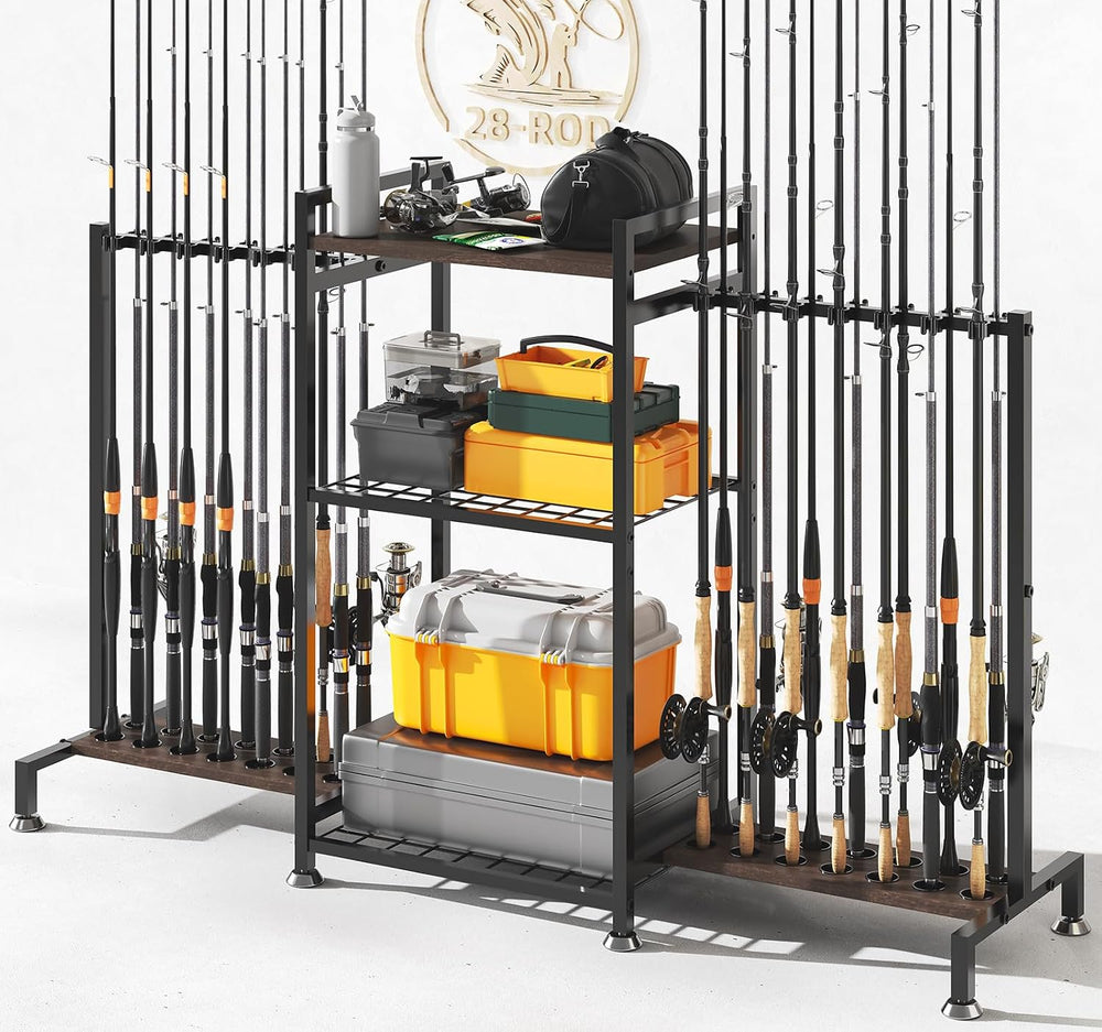 SOYEEZE Fishing Rod Holder for 28 Rods, Ground Stand Fishing Pole Holders for...