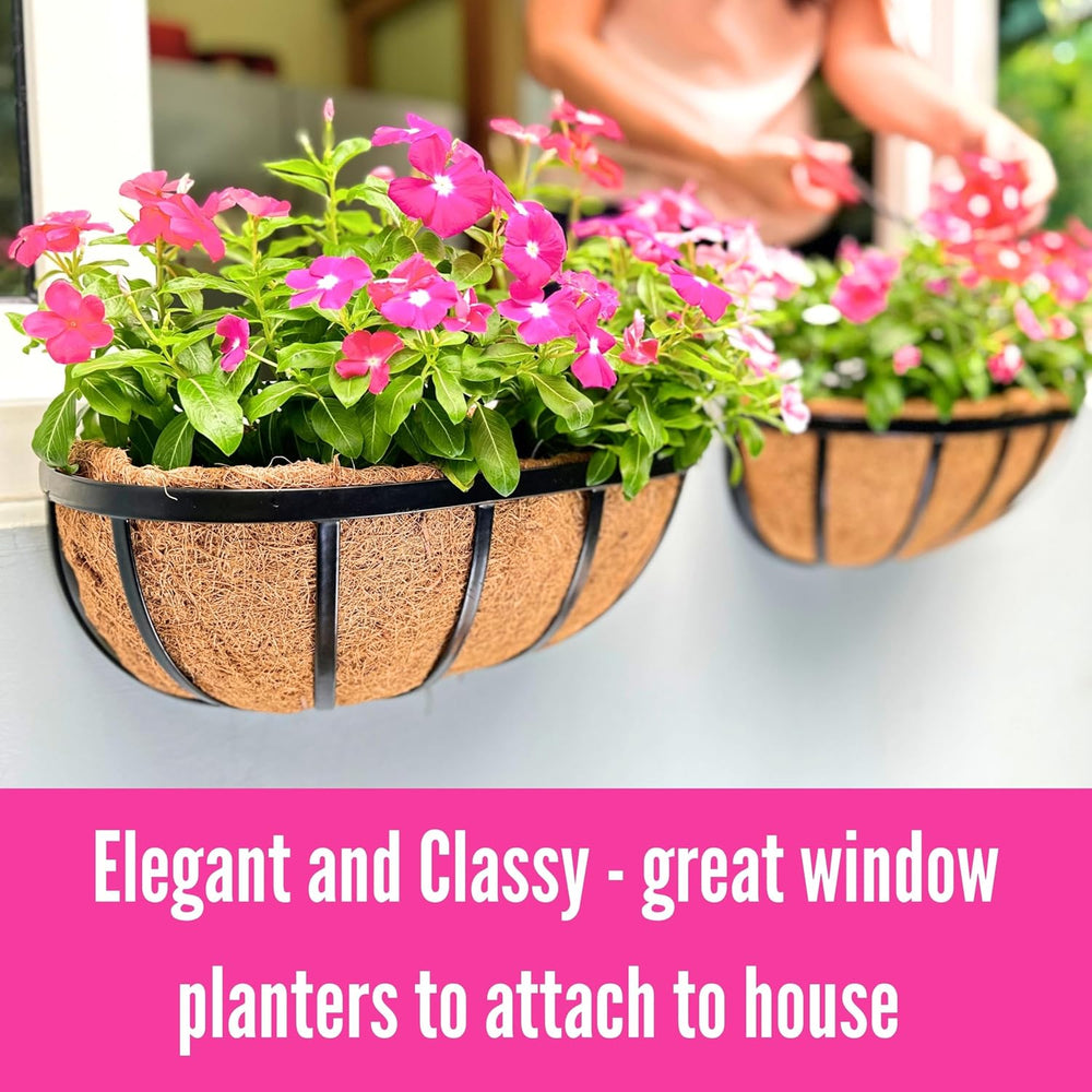 LaLaGreen Outdoor Wall Planter (16 in, 2 Pack) Black Window Flower Box