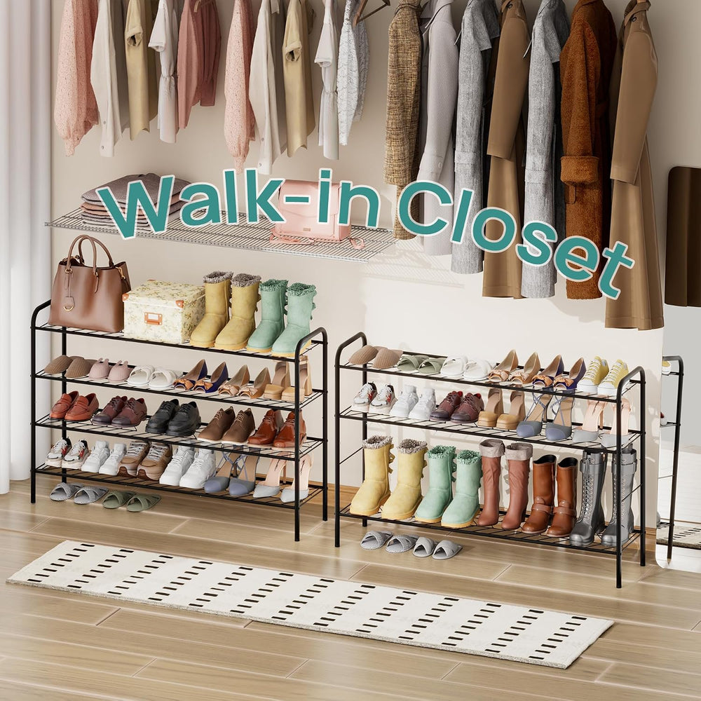 viewcare Long Shoe Rack for Closet, 4-Tier Extra Long Shoe Rack for Entryway ...