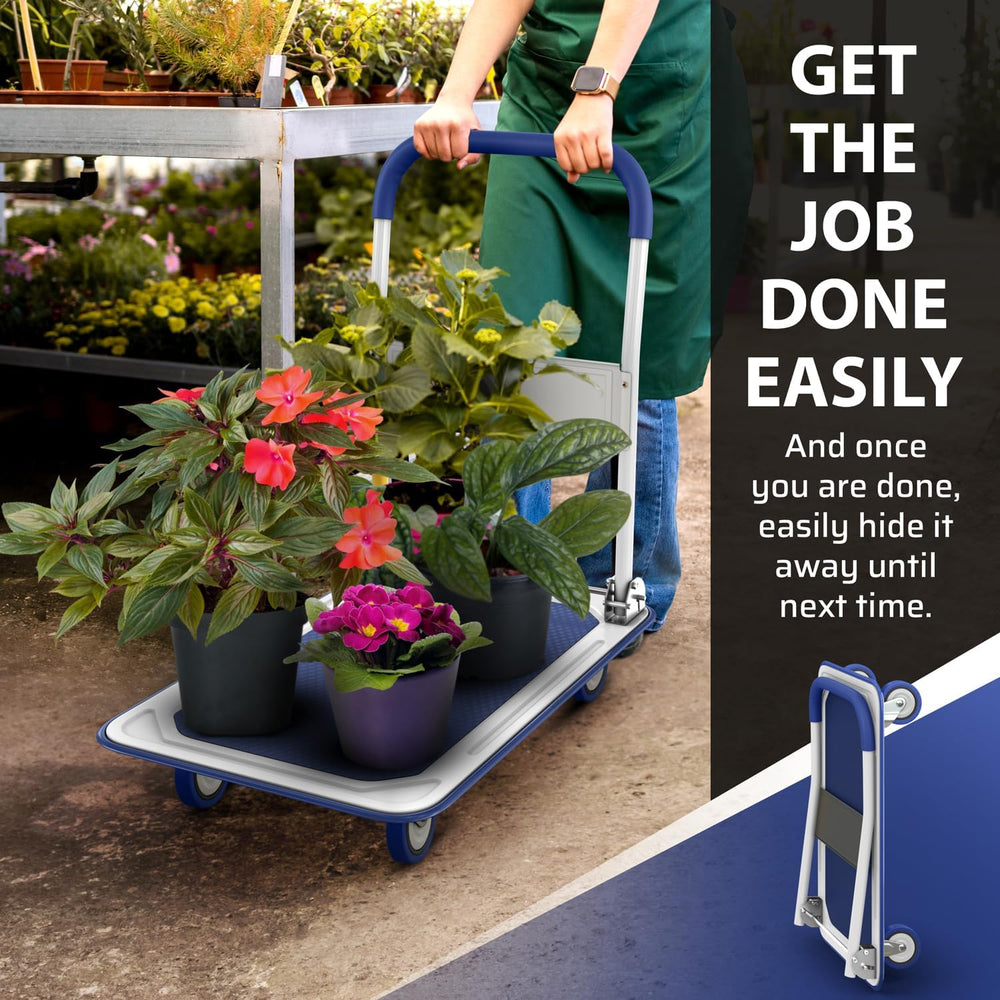 Heavy Duty Foldable Push Cart Dolly | 330 lbs. Capacity | Upgraded Collapsibl...