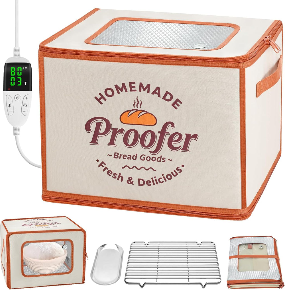 Foldable Bread Proofing Box, JOCXSPI 4-Sided Heating Dough Proofer for Sourdo...