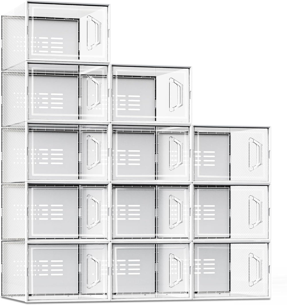 SEE SPRING X-Large Shoe Storage Box Fit Size 11, Clear Plastic Stackable Shoe...
