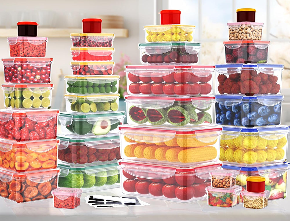 70 Pcs Large Food Storage Containers with Lids Airtight-2500ML to Small Box,T...