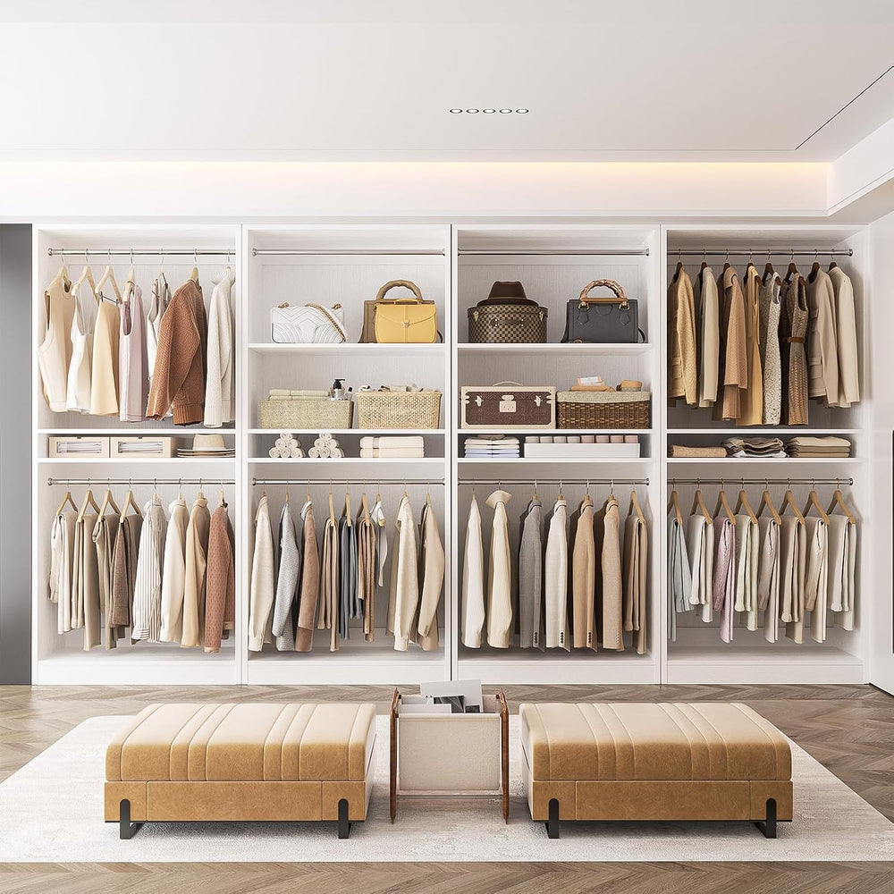 Unikito 12FT Modular Closet System with 8 Hanging Rods, 2800LBs Wood Garment ...