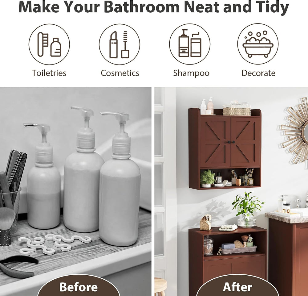 EasyCom Bathroom Wall Cabinet, Wall Mounted Over Toilet Storage Cabinet