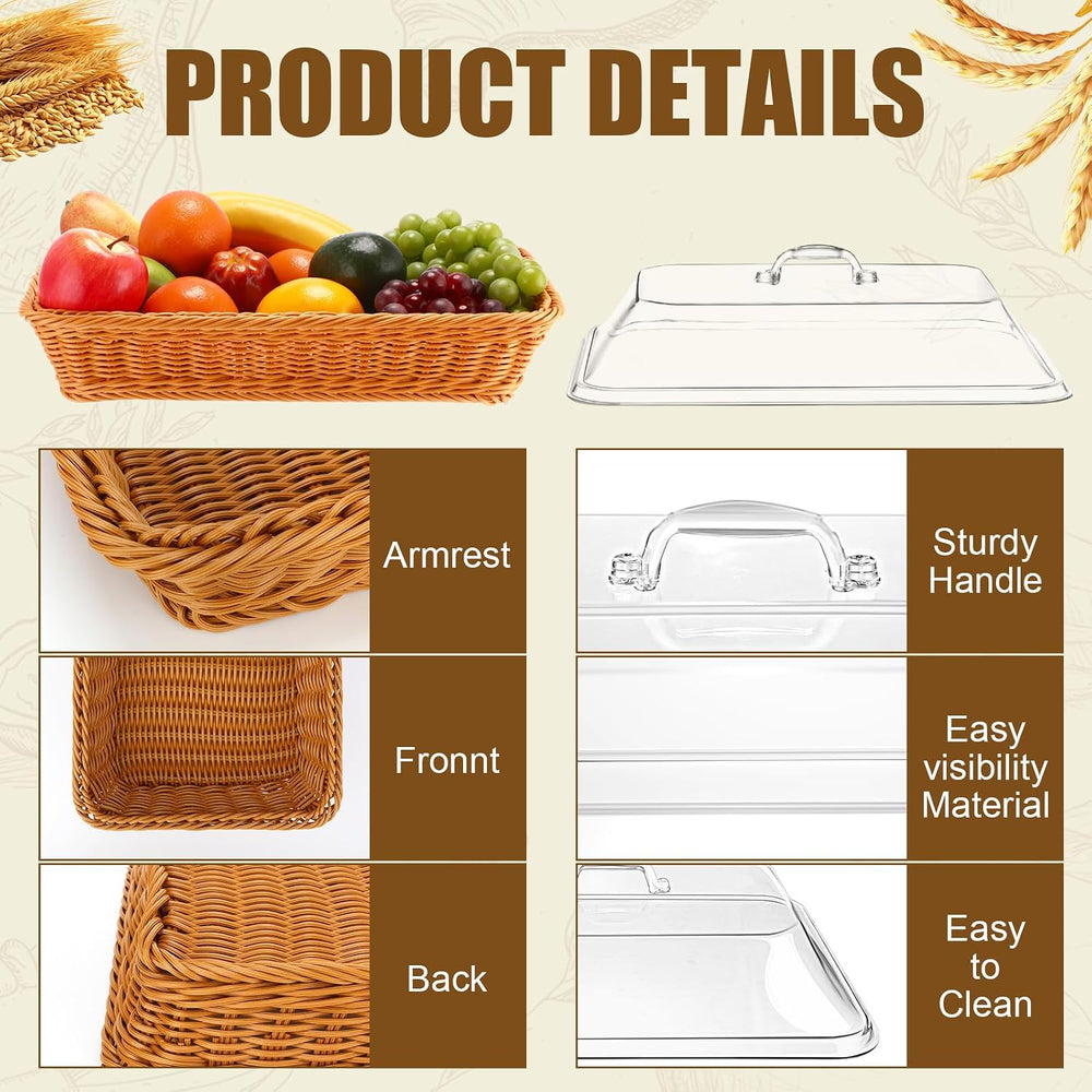 Mumufy 2 Packs Bread Baskets for Serving with Lid 15.75x11.81x2.95'' ...