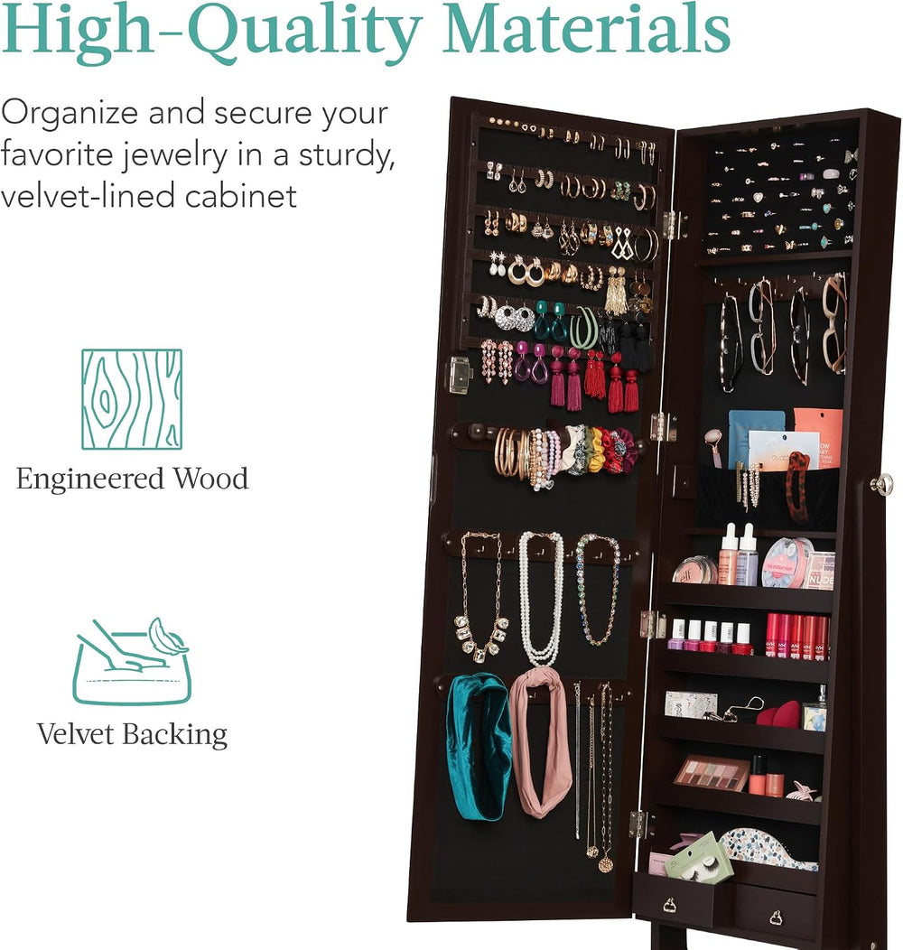 Best Choice Products Freestanding Jewelry Armoire Cabinet, Full Length Standi...
