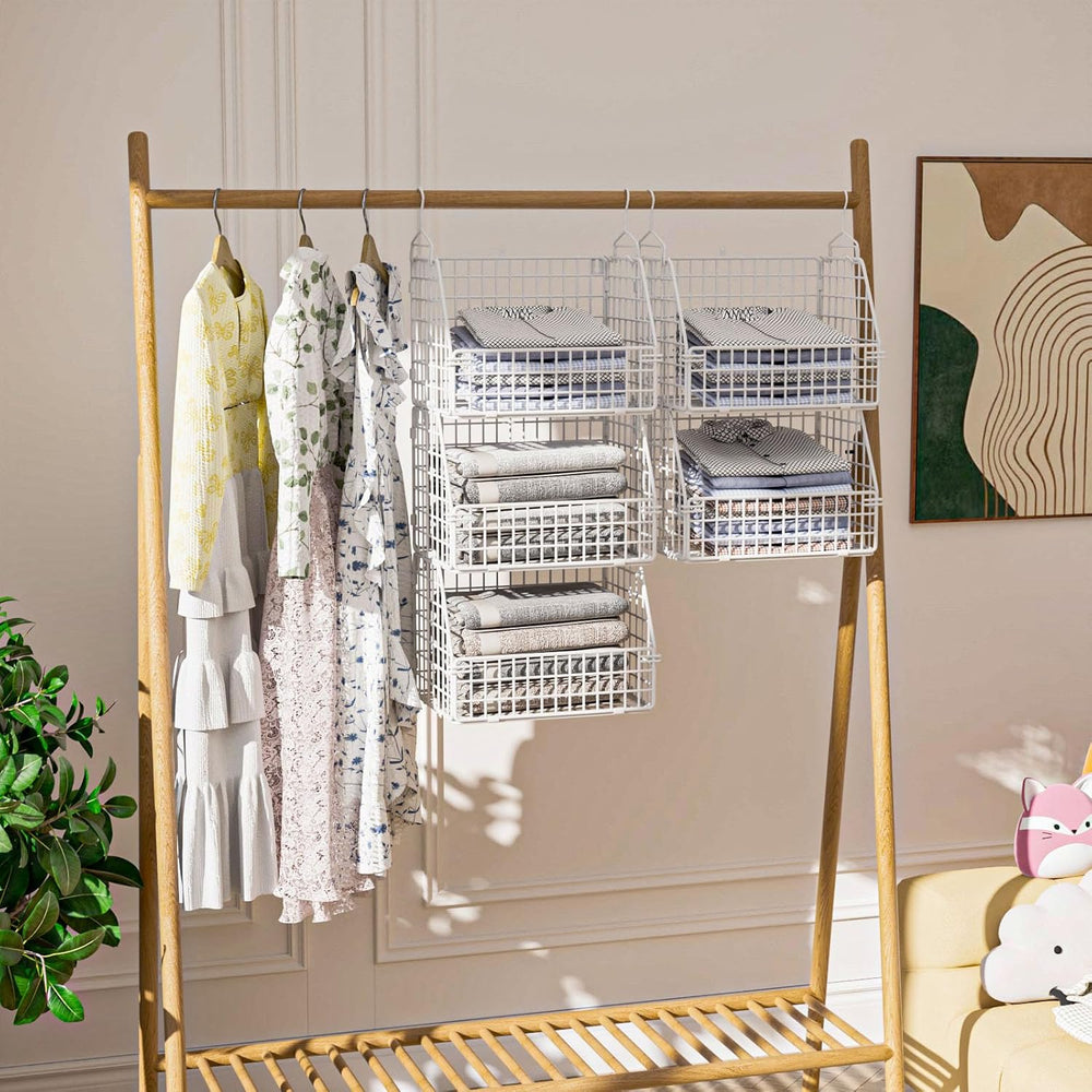 PUPPYCUTE Hanging Closet Organizer and Storage, Clothes Hanging Shelves Wire ...