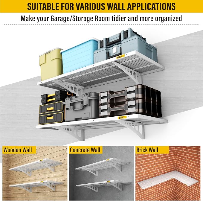 2Pack 1.64x4ft Adjustable Metal Garage Wall Shelving Heavy Duty Garage Storage