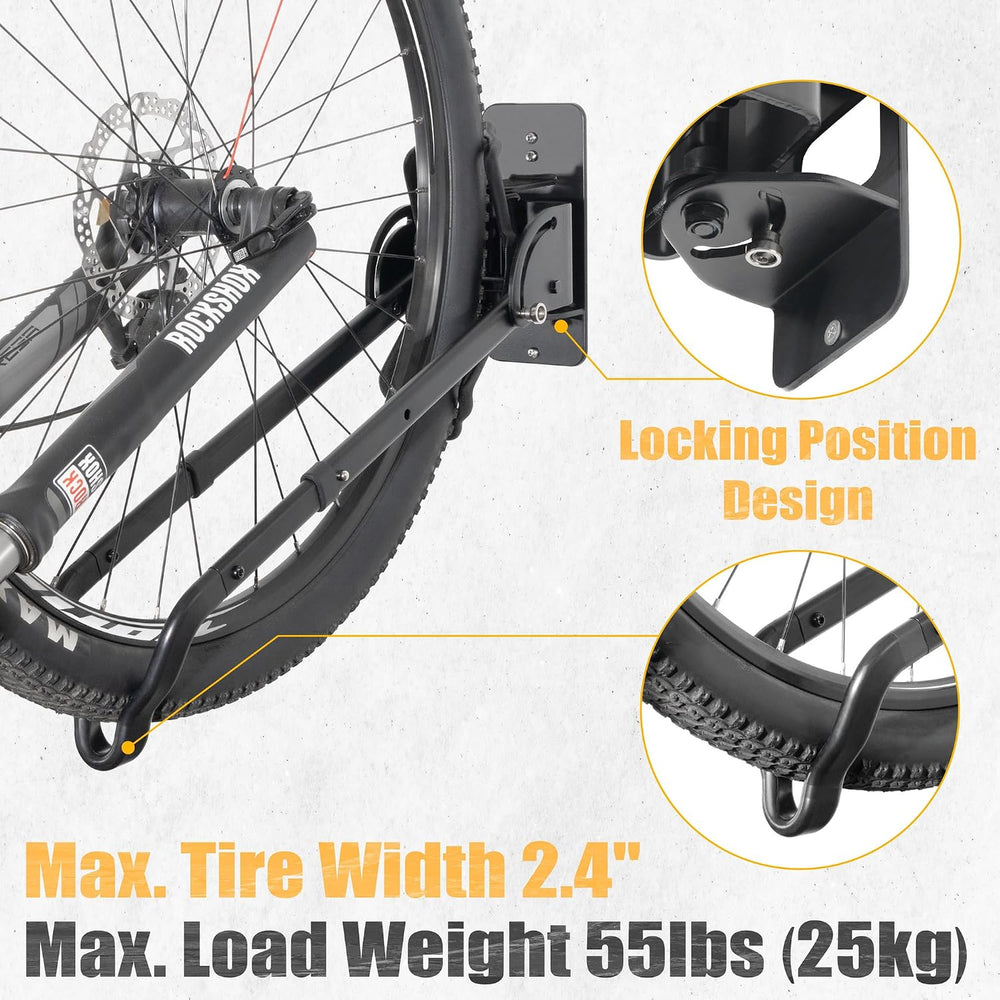 CyclingDeal Swivel Bike Wall Mount Rack - Vertical Adjustable Foldable Bicycl...