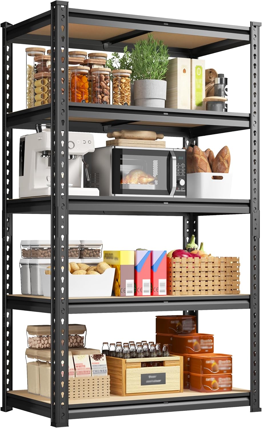5-Tier Storage Shelves, Adjustable Pantry Shelves for Kitchen