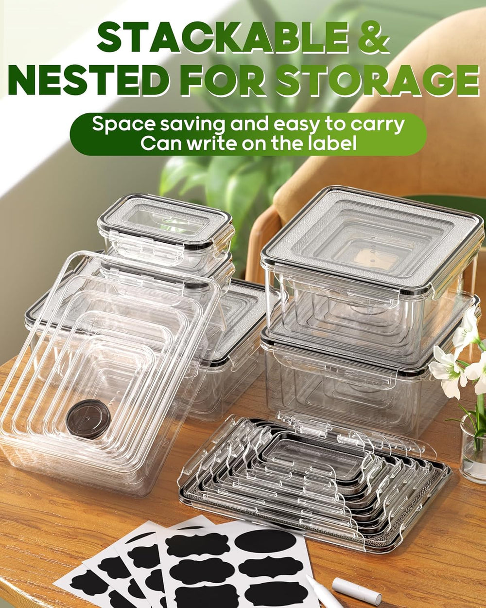 KEMETHY 60 PCS Food Storage Containers with Lids, Plastic Food Containers