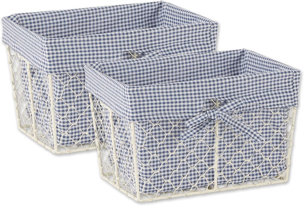 DII Farmhouse Chicken Wire Storage Baskets with Liner, Medium, Antique French...