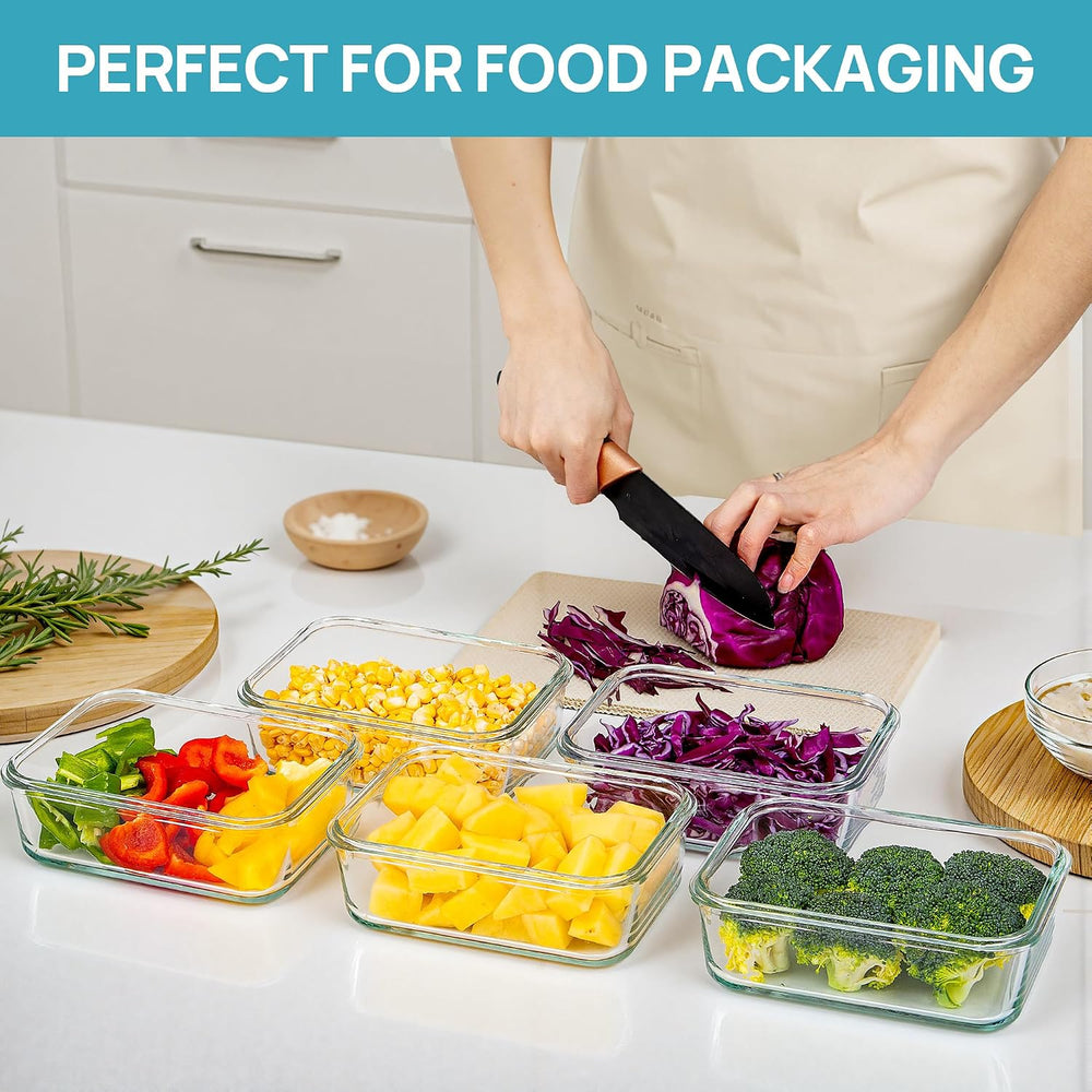 Vtopmart 5Pack 30oz Glass Meal Prep Container Sets with Lids, Grey