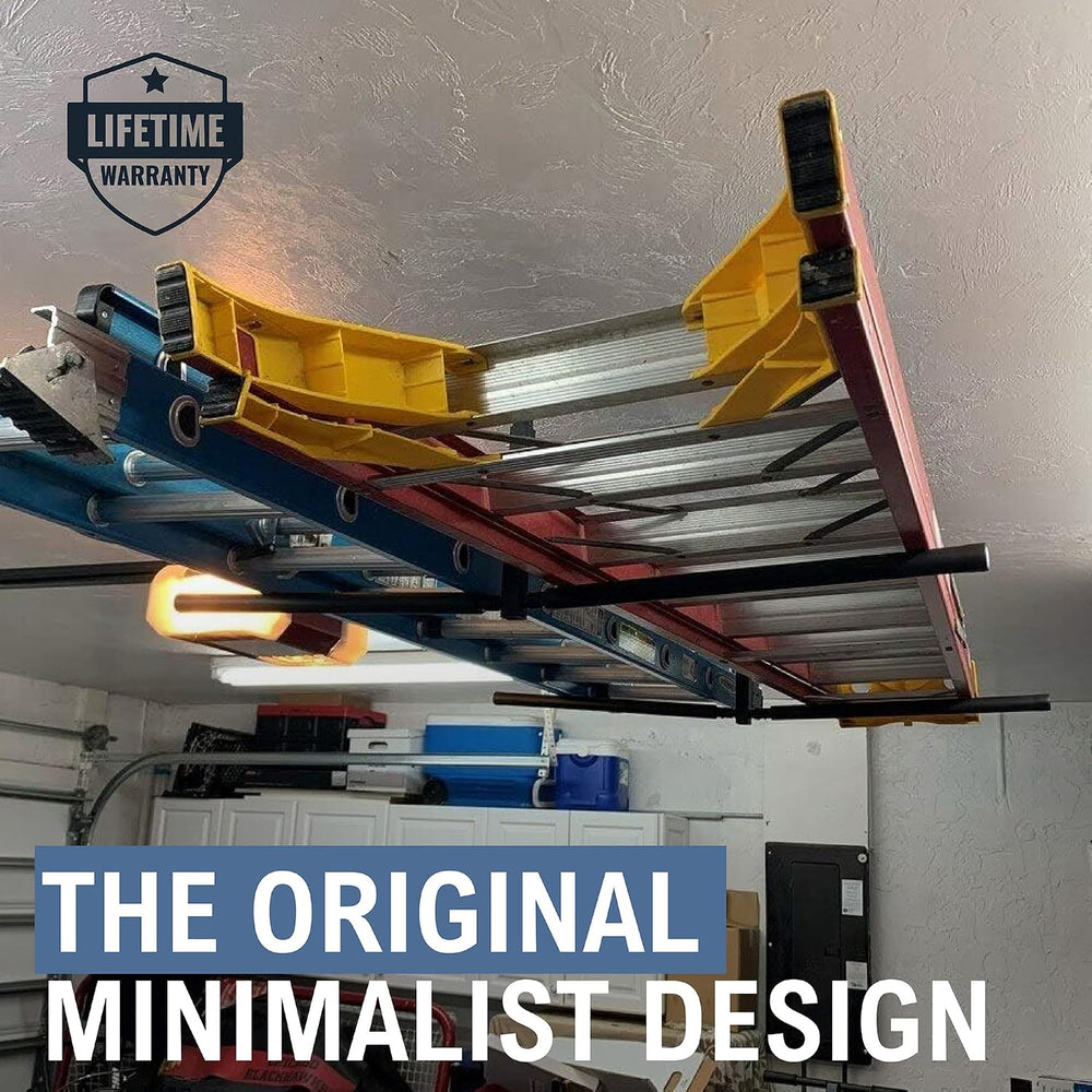 StoreYourBoard Adjustable Overhead Ladder Rack – Garage Organizer Ladder Shel...