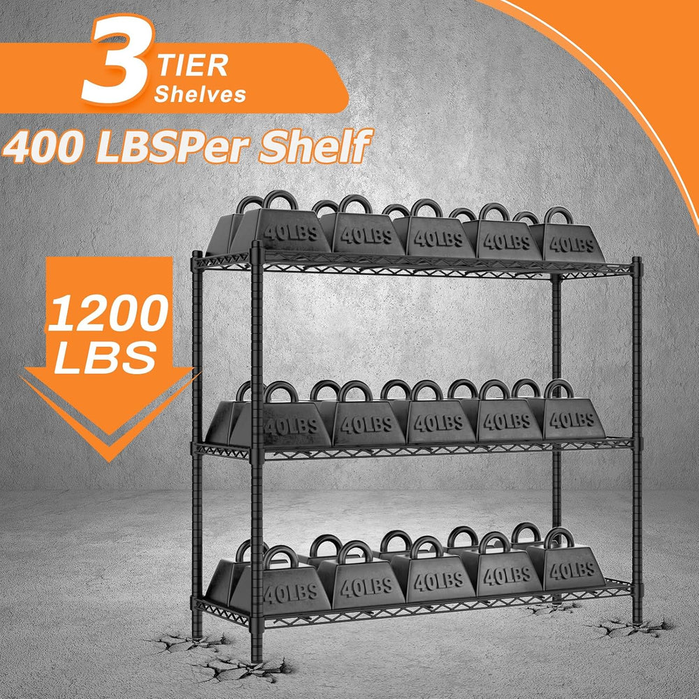 ROOMTEC 3-Tier Wire Shelving Unit,48" W*20" D*47" H,Max Load 1...