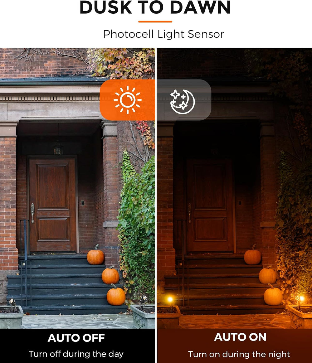 L LOHAS LED Orange Halloween Lights Outdoor Spotlight Dusk to Dawn Plug in