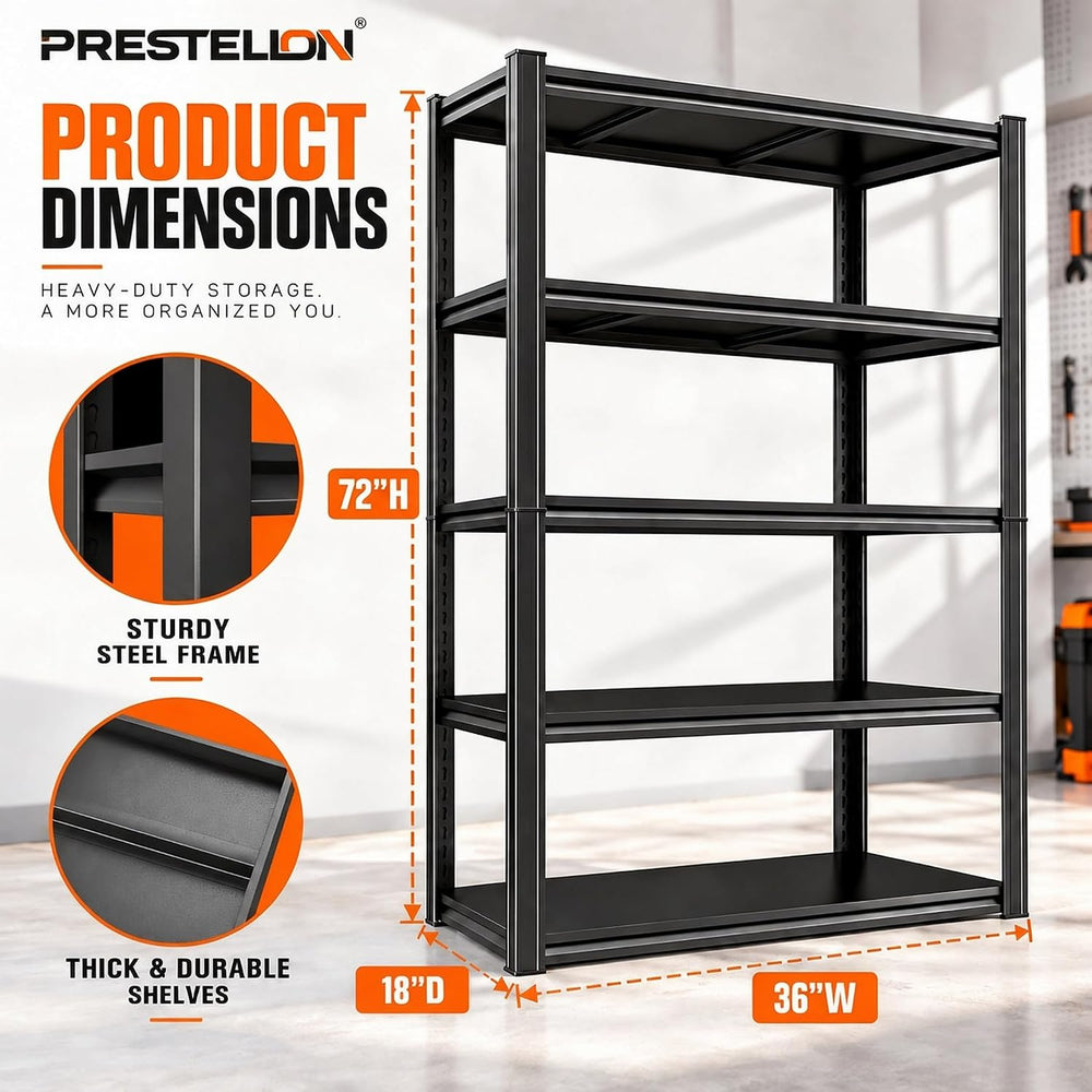 Garage Shelving Adjustable Metal Storage Shelves with Anti‑Tip Safety Kit