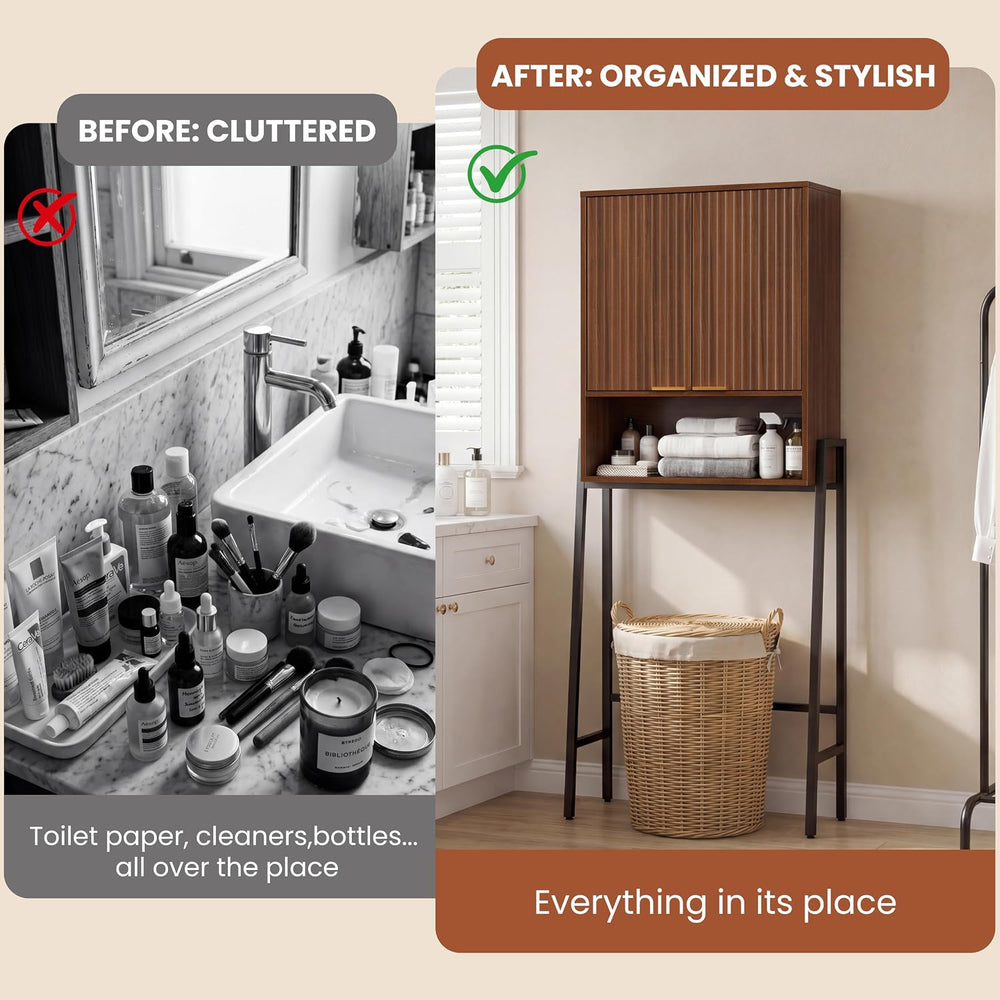 25"W Over The Toilet Storage Cabinet,Toilet Storage Cabinet, Walnut