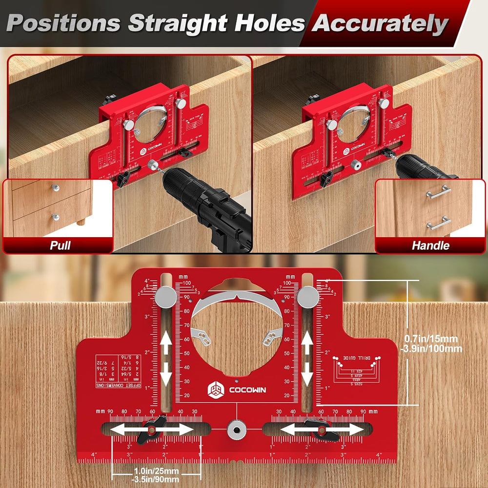 2 in 1 Concealed Hinge Jig and Cabinet Handle Jig with Quick Clamp