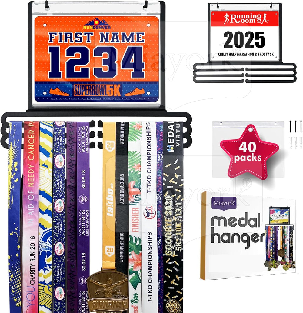 Bib Race Medal Holder Display Hanger Rack for More Medals-Sports Medal Hanger...