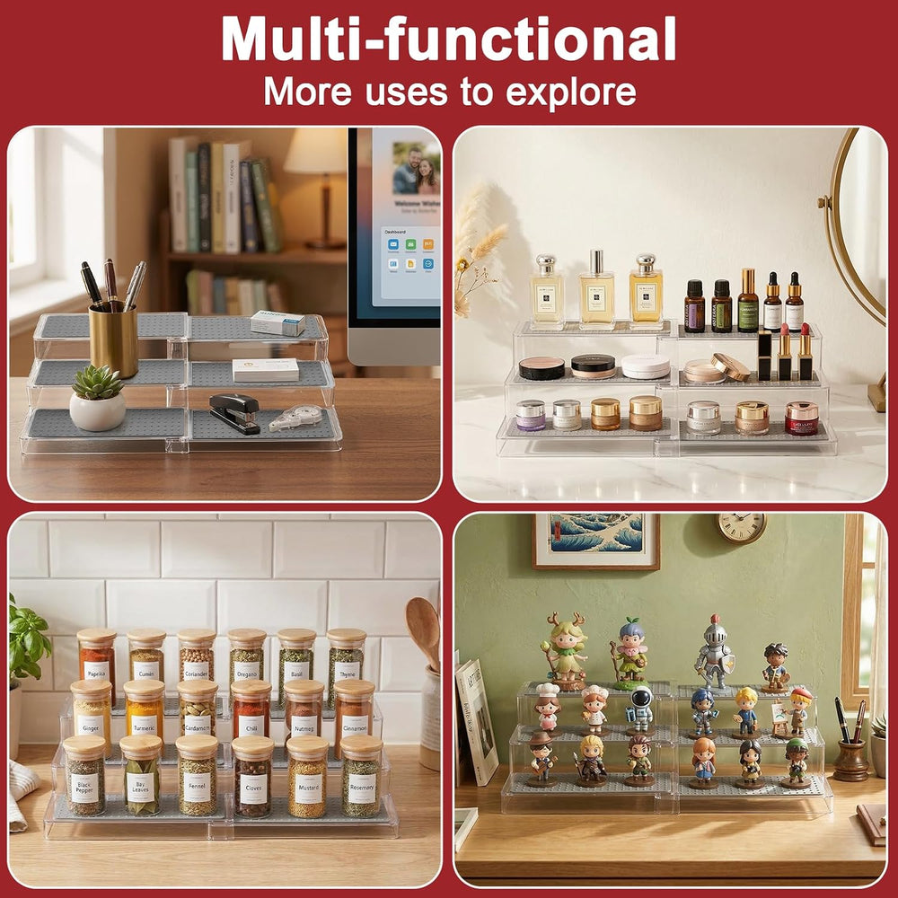 Expandable Can Rack Organizer 2 Pack, 3-Tier Adjustable Length