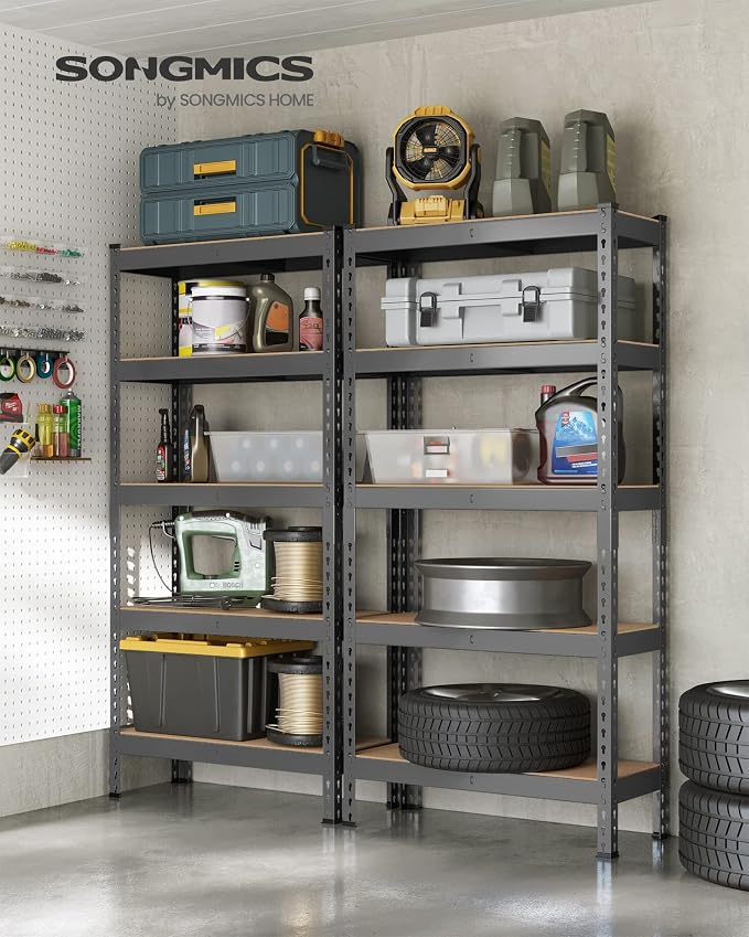SONGMICS 5-Tier Storage Shelves, Load 2310 lb, Boltless Assembly, Adjustable ...