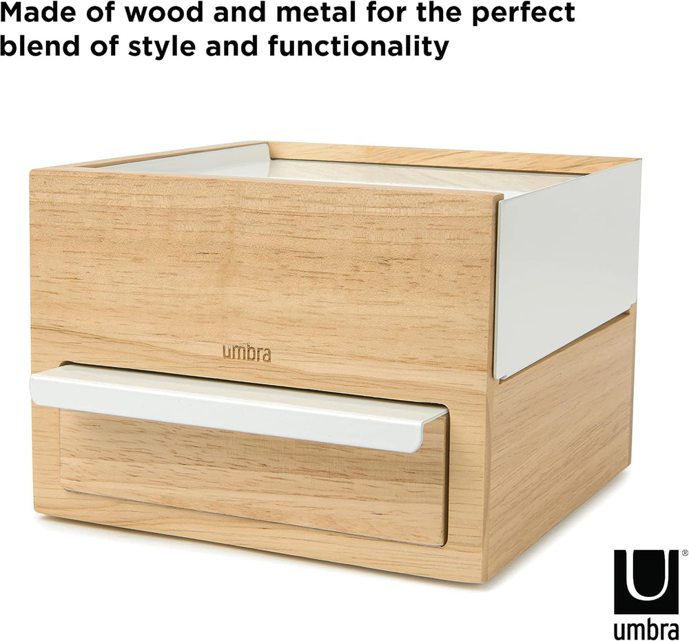 Umbra Stowit Jewelry Box - Modern Keepsake Storage Organizer with Hidden Comp...