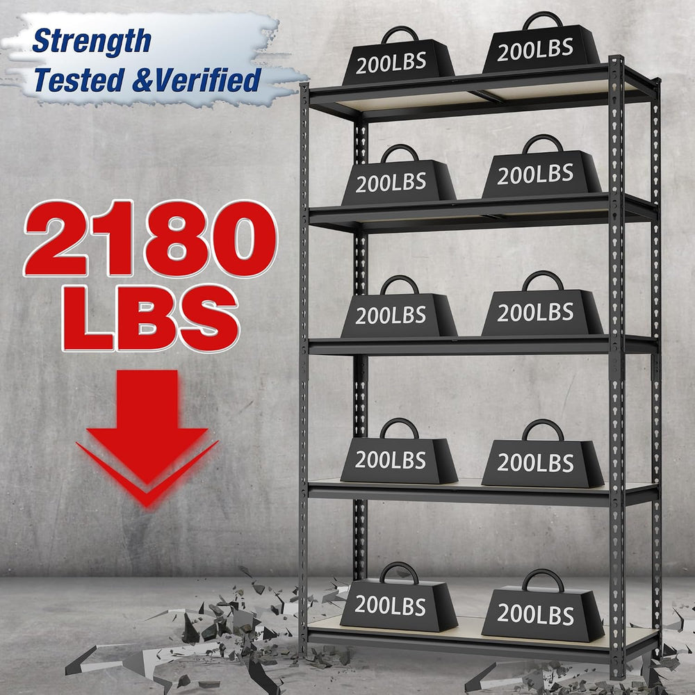 WORKPRO 5-Tier Storage Shelf, 72" H Heavy Duty Adjustable Garage Shelvin...