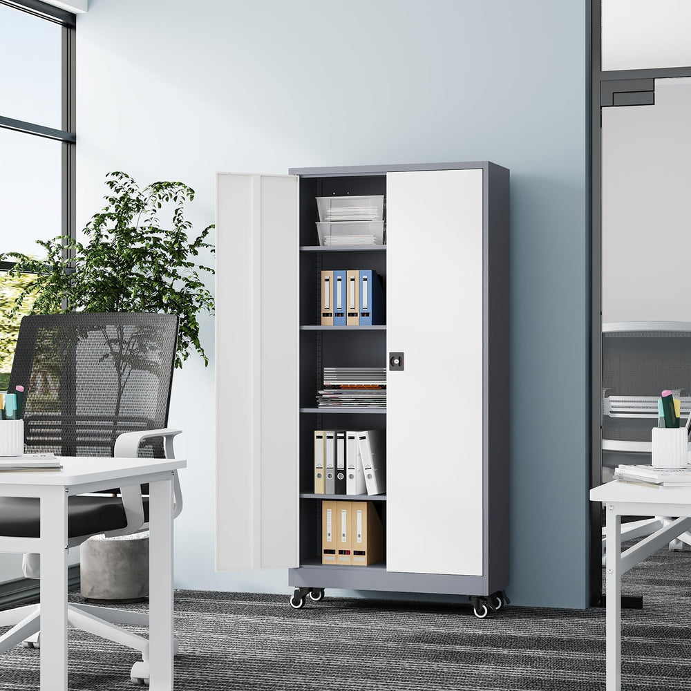 Fesbos Metal Rolling Storage Cabinet-74.6” Tall Steel File Cabinets with Whee...
