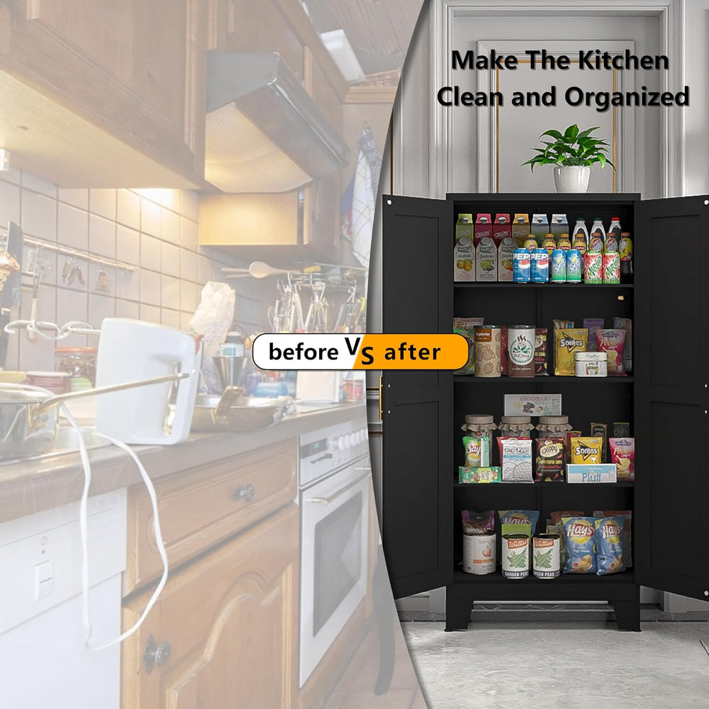 PAOFIN Metal Kitchen Pantry Storage Cabinet