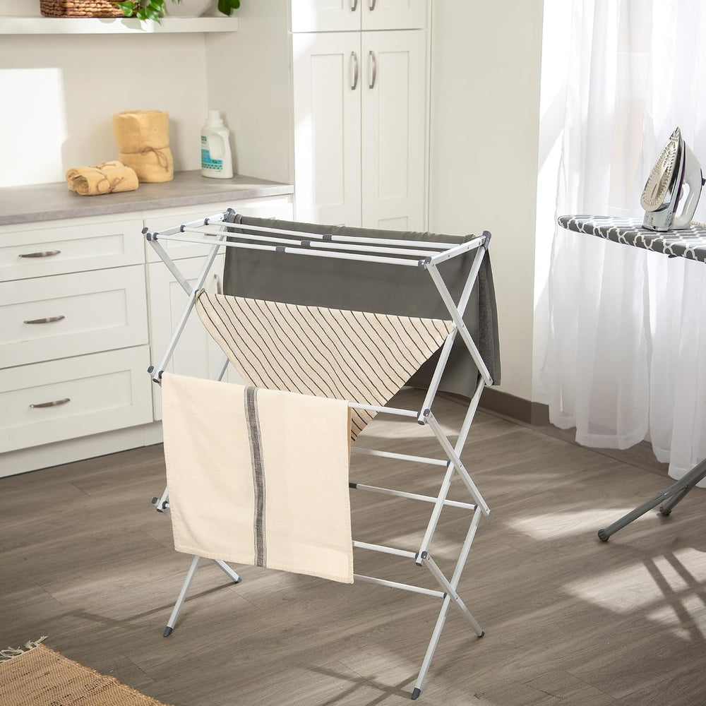 Gibson Home Clothes Drying Rack, Foldable Expandable Laundry Rack, White