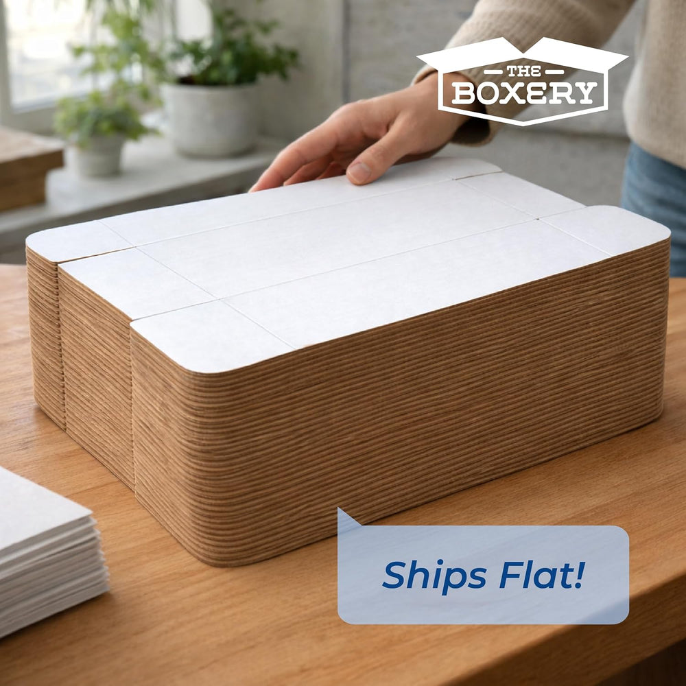 The Boxery Small White Shipping Boxes, 9x5x4-inch Corrugated Cardboard Mailer...