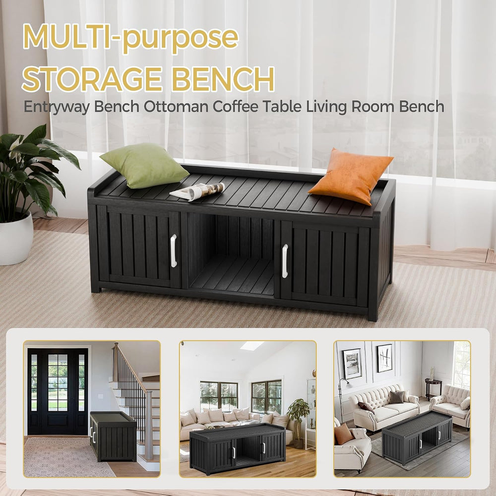 Storage Bench - Waterproof Resin Shoe Bench with Adjustable Shelves - Indoor ...