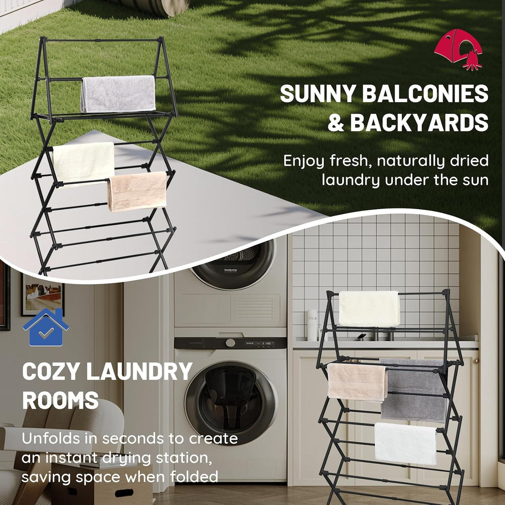 ZOES HOMEWARE 4 Tier Clothes Drying Rack Foldable | Foldable Clothing Drying ...