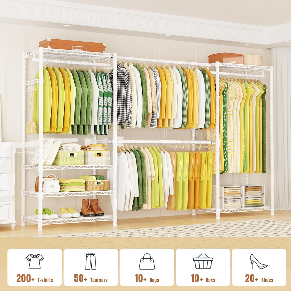 E1 Heavy Duty Closet Garment Rack, Adjustable Metal Clothing Storage